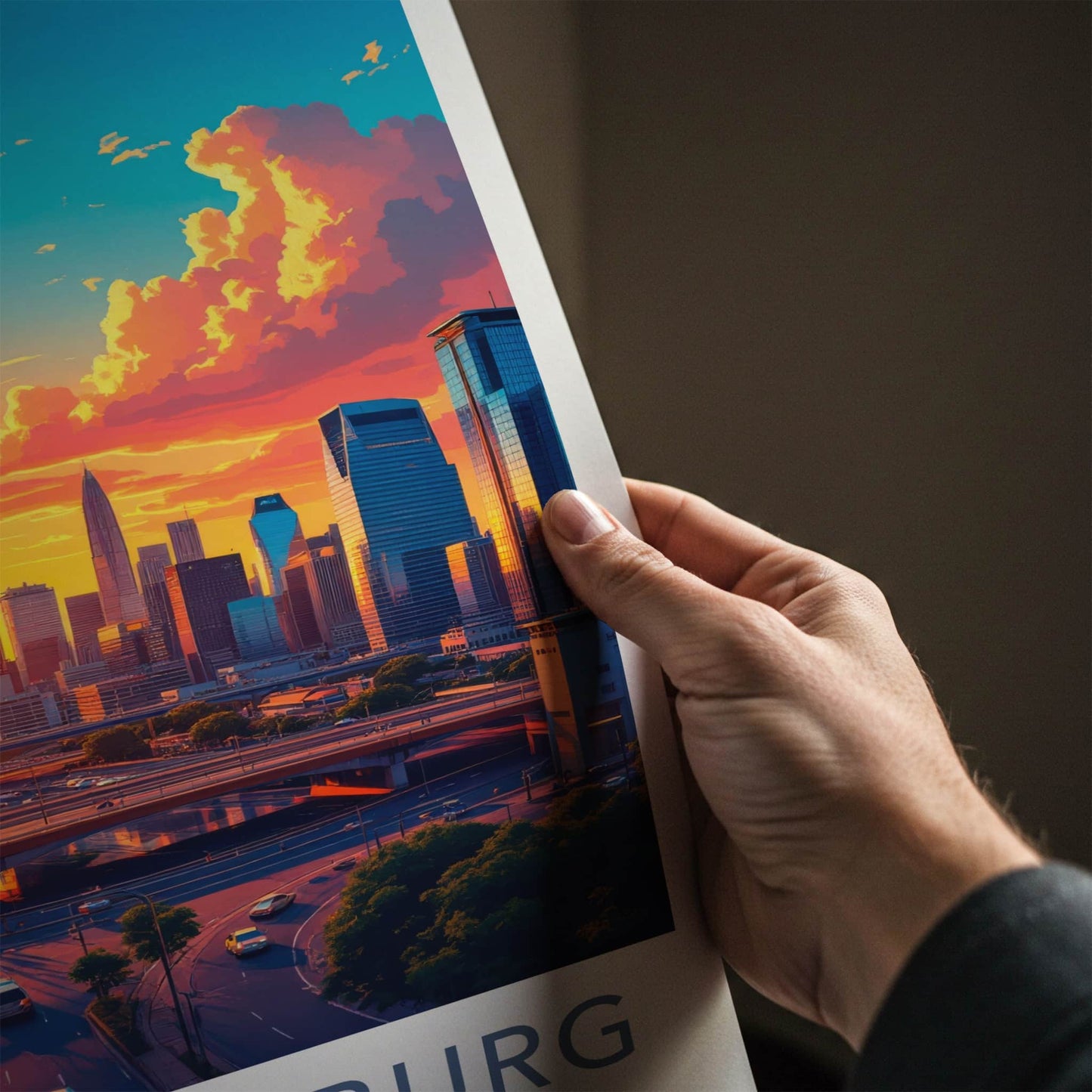 Johannesburg Poster - South Africa Travel Art - Golden Hour Skyline Wall Decor