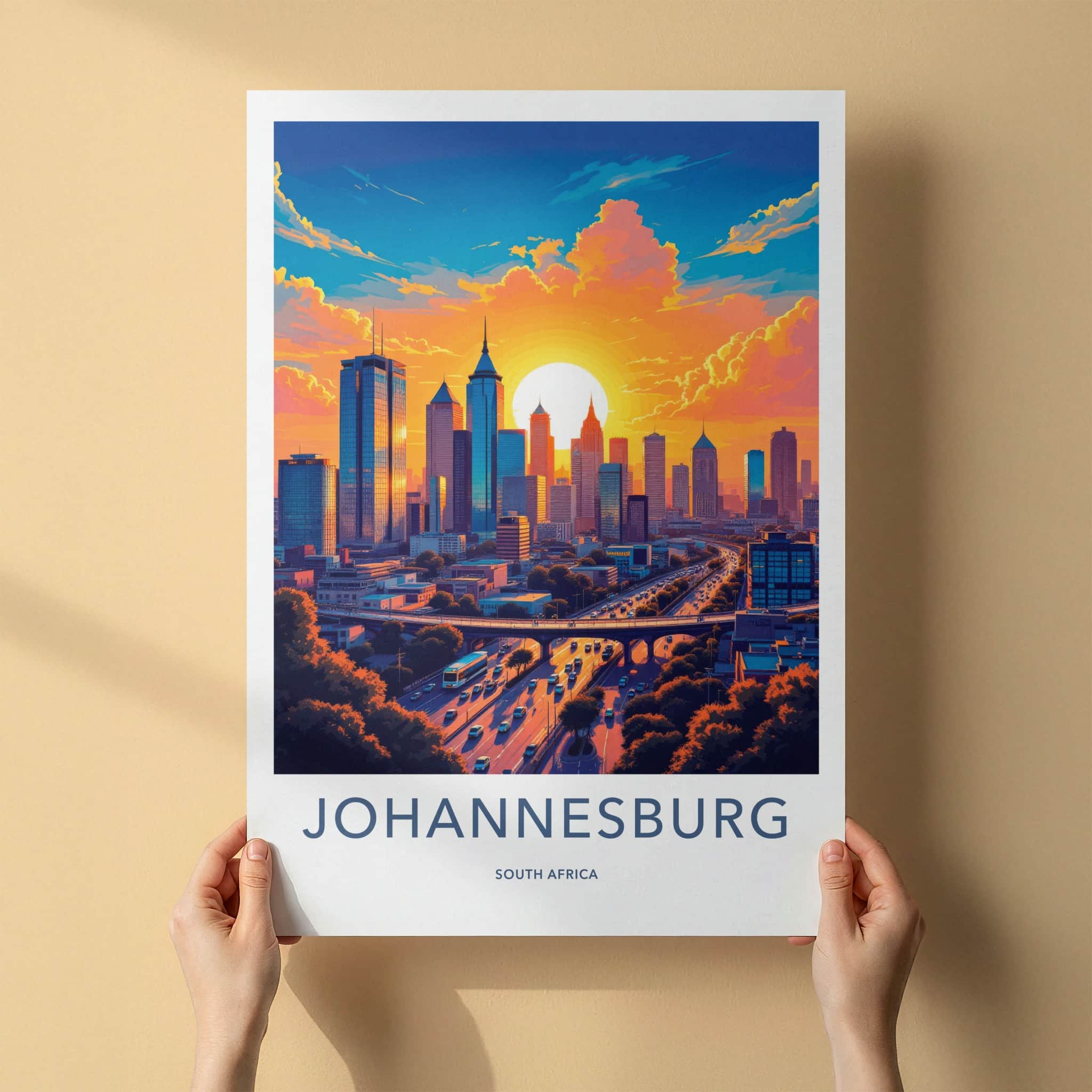 Johannesburg Poster - South Africa Travel Art - Vibrant City Sunset Home Decor