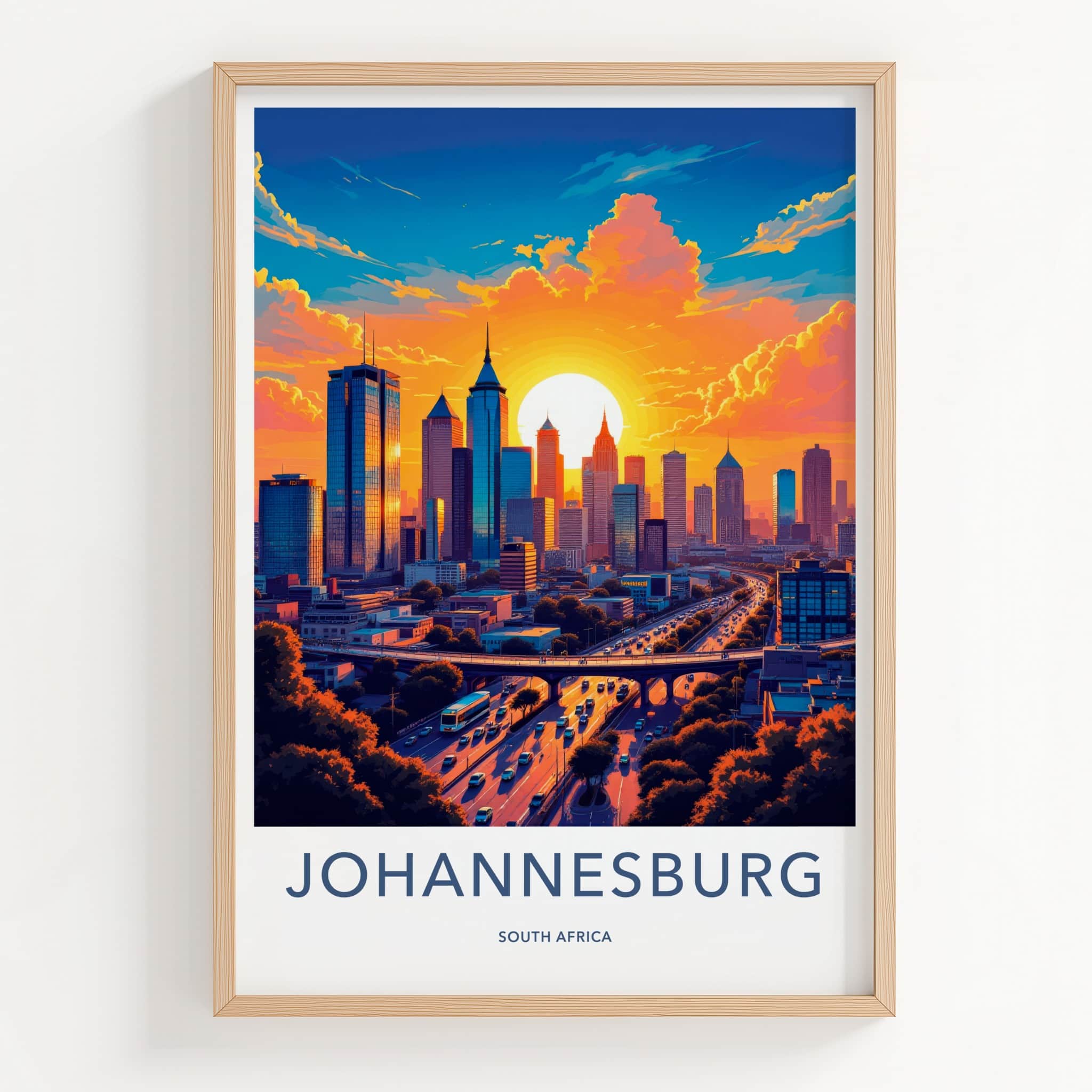 Johannesburg Poster - South Africa Travel Art - Vibrant City Sunset Home Decor