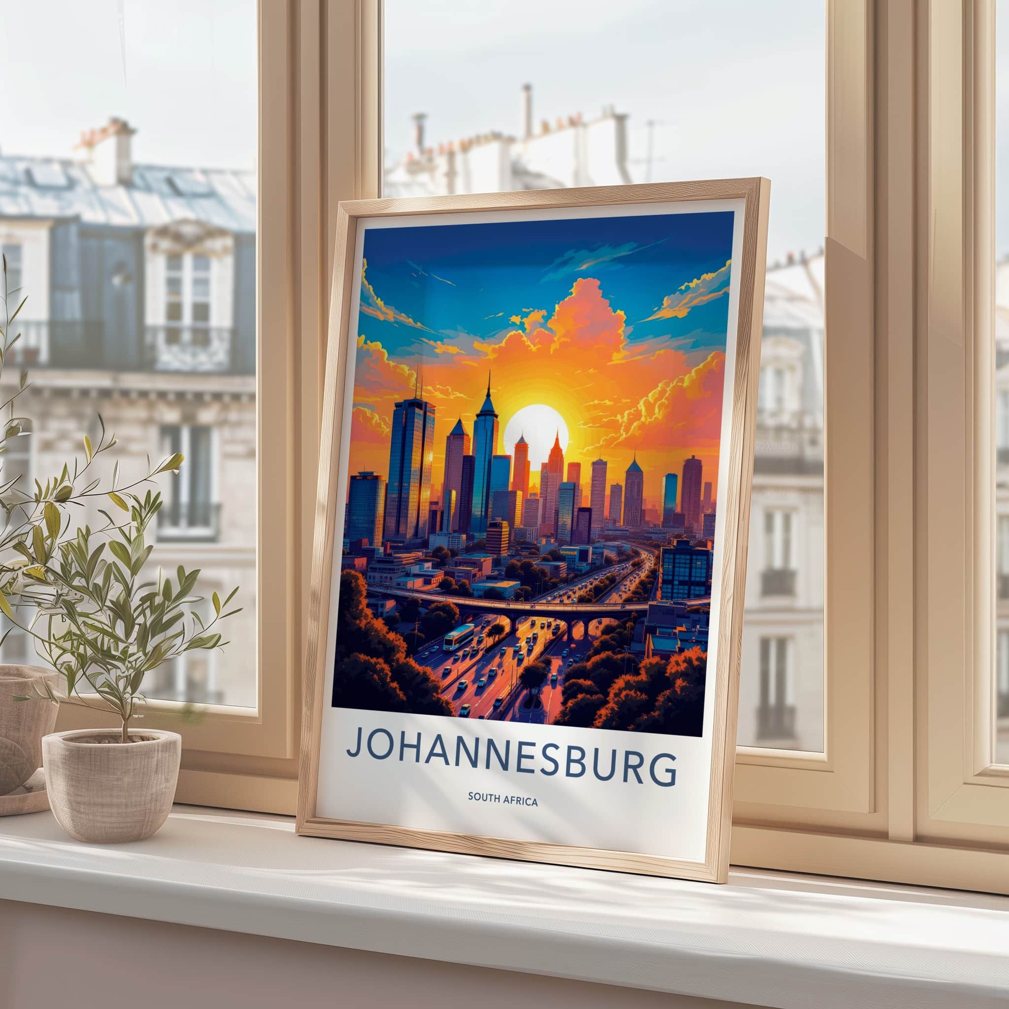 Johannesburg Poster - South Africa Travel Art - Vibrant City Sunset Home Decor