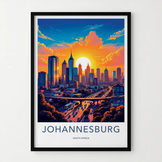 Johannesburg Poster - South Africa Travel Art - Vibrant City Sunset Home Decor