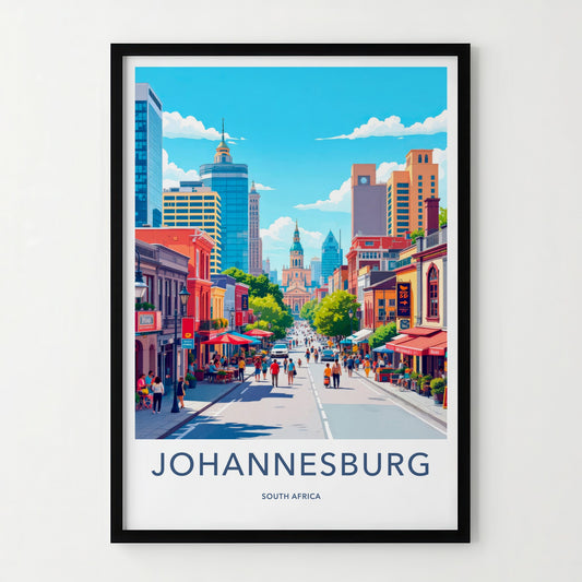 Johannesburg Poster - South Africa Travel Art - Vibrant Urban Cityscape Home Decor