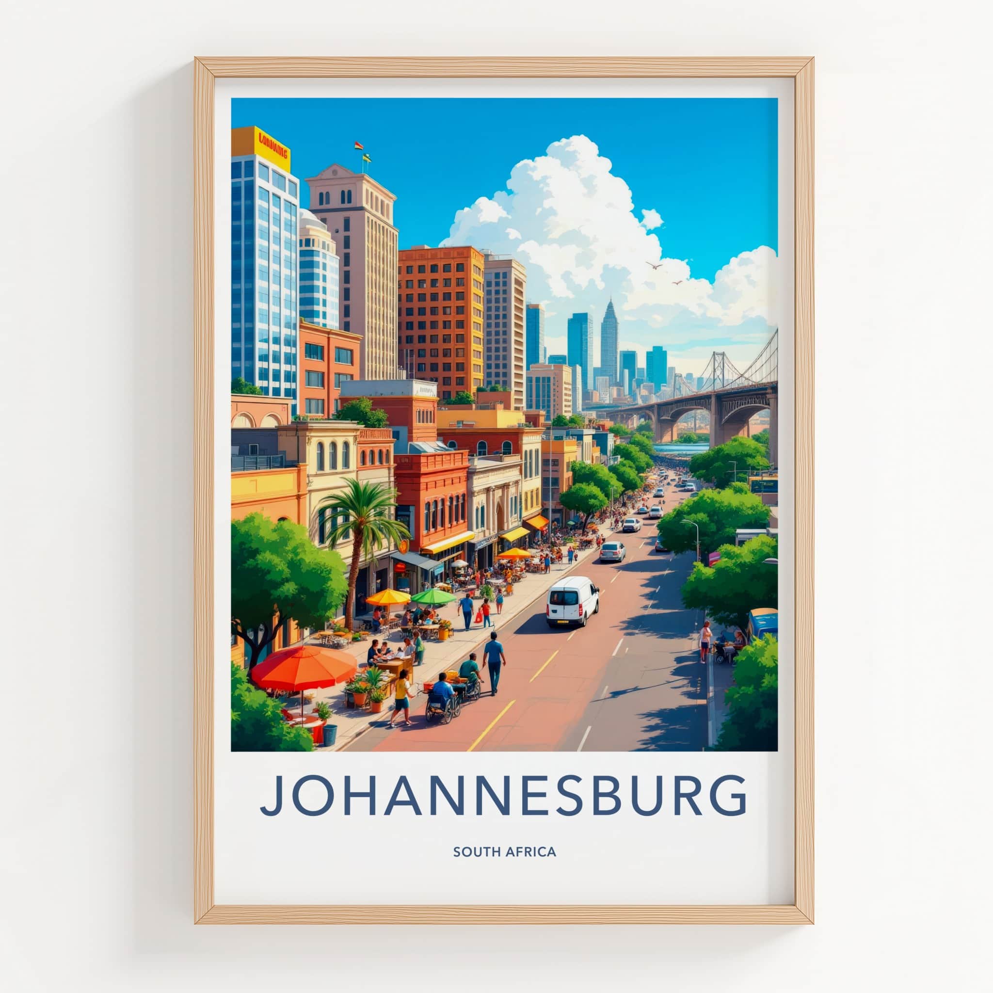 Johannesburg Poster - South Africa Travel Art - Vibrant Urban Scene Home Decor