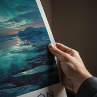 Jokulsarlon Poster - Iceland Travel Art - Aurora Ice Reflections Home Decor