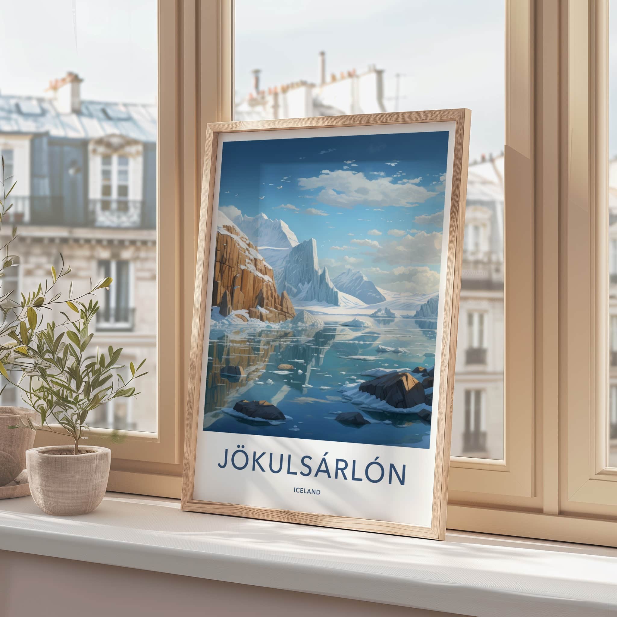 Jokulsarlon Poster - Iceland Travel Art - Glacial Lagoon Icebergs Home Decor