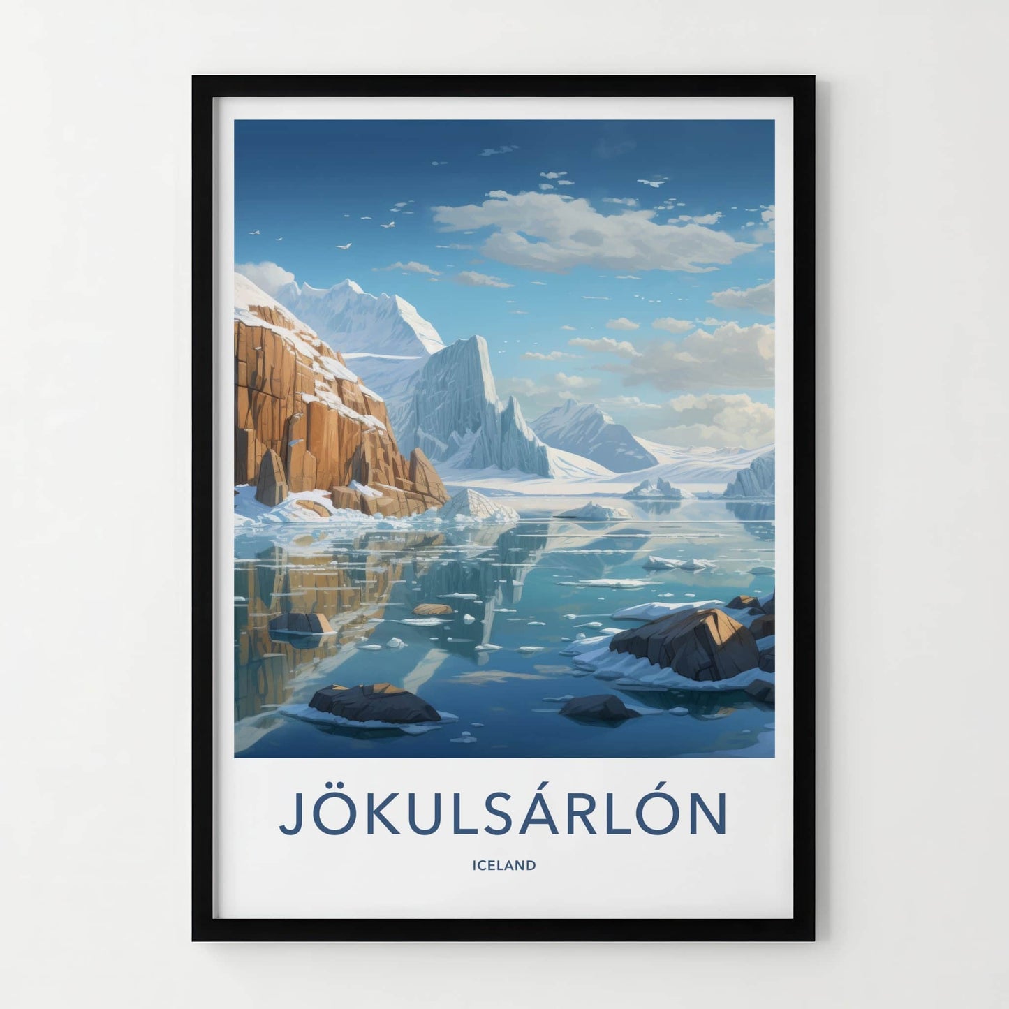 Jokulsarlon Poster - Iceland Travel Art - Glacial Lagoon Icebergs Home Decor
