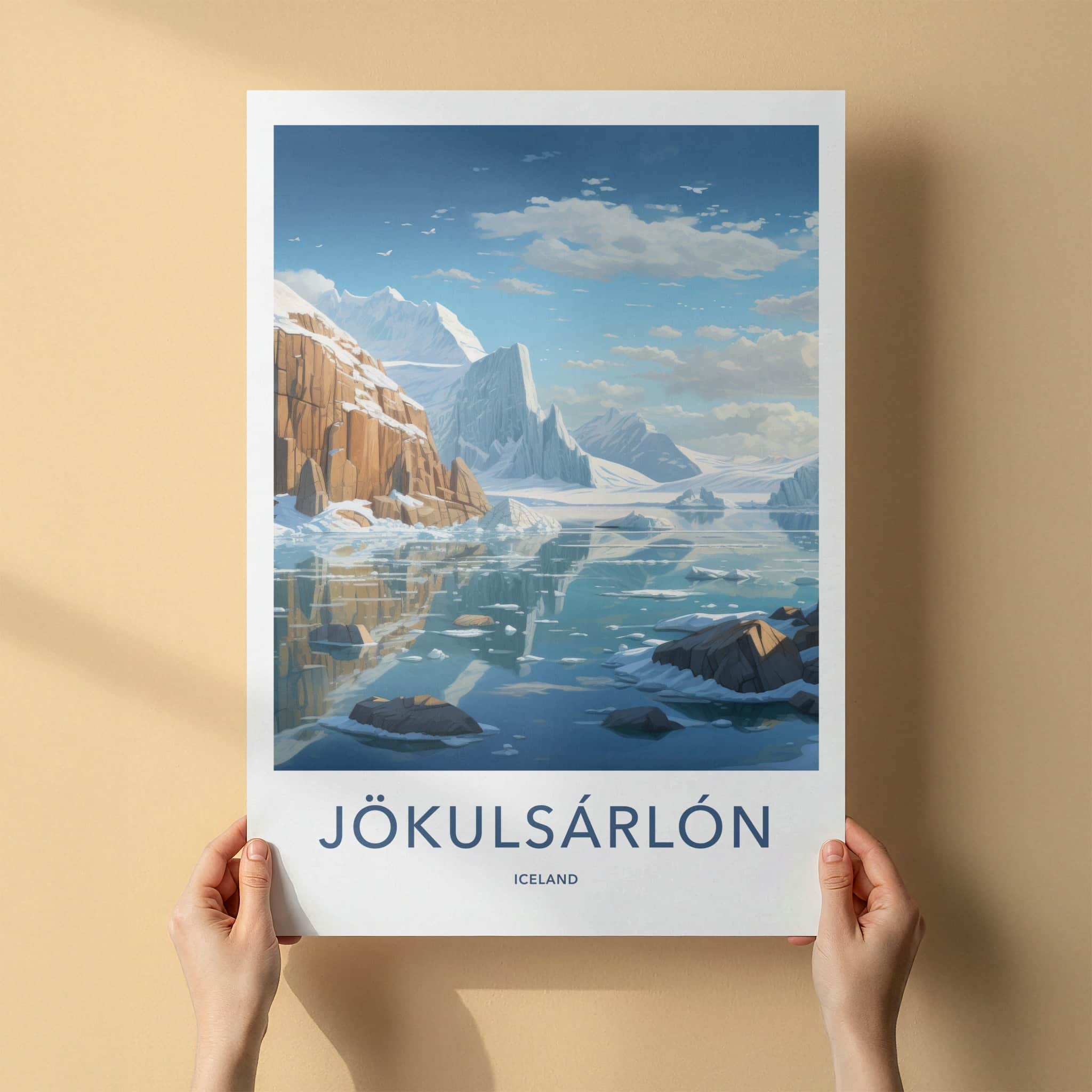 Jokulsarlon Poster - Iceland Travel Art - Glacial Lagoon Icebergs Home Decor