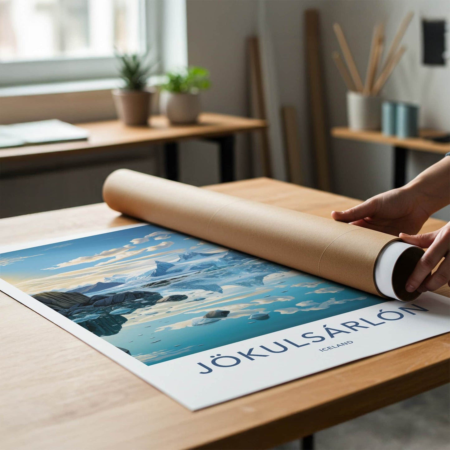 Jokulsarlon Poster - Iceland Travel Art - Glacial Lagoon Icebergs Home Decor