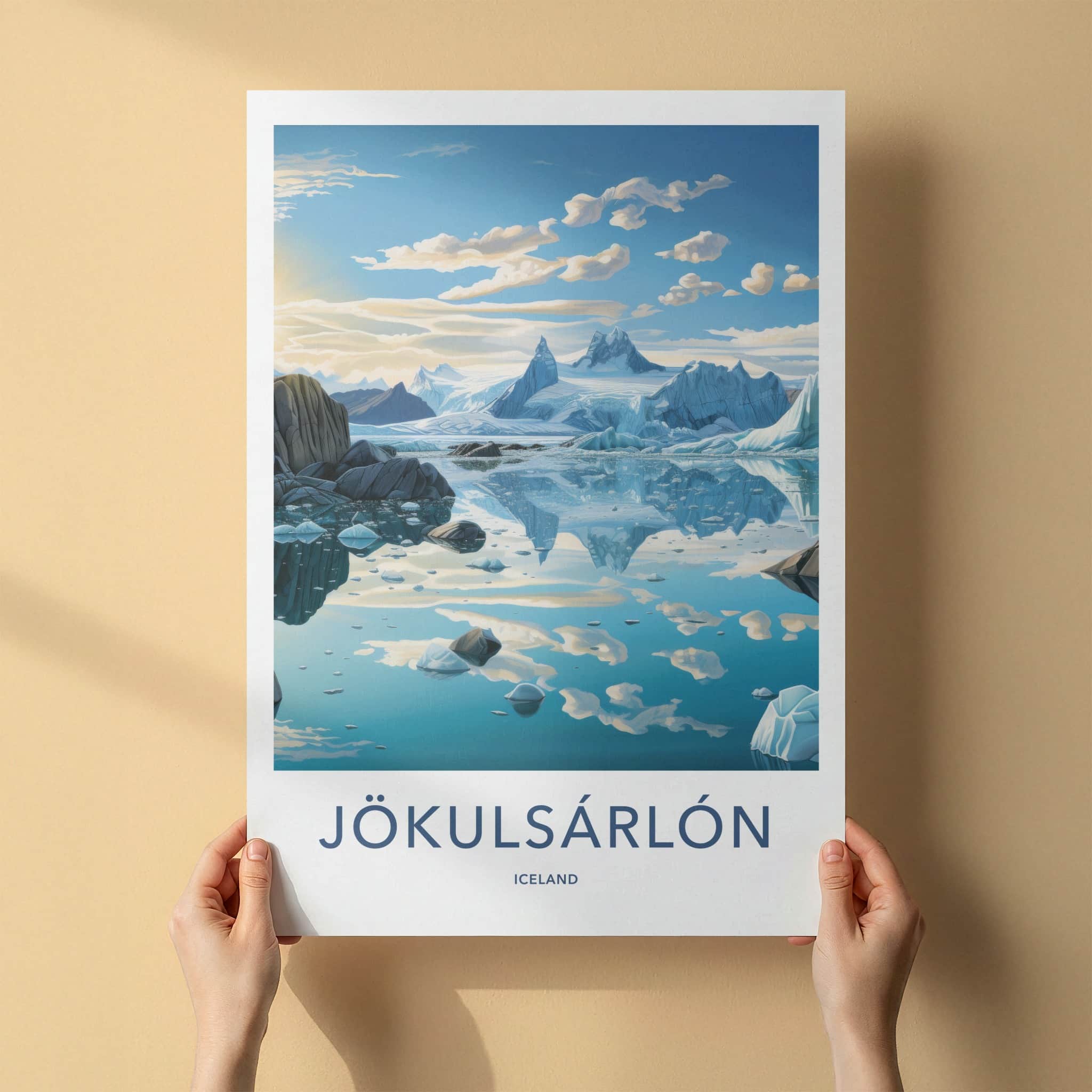 Jokulsarlon Poster - Iceland Travel Art - Glacial Lagoon Icebergs Home Decor