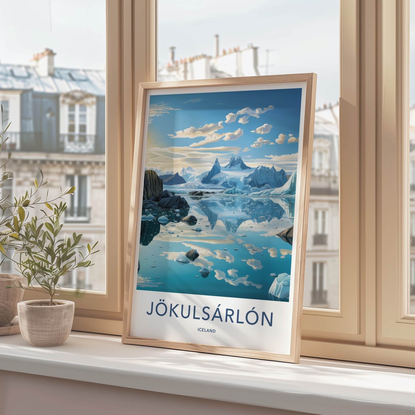 Jokulsarlon Poster - Iceland Travel Art - Glacial Lagoon Icebergs Home Decor