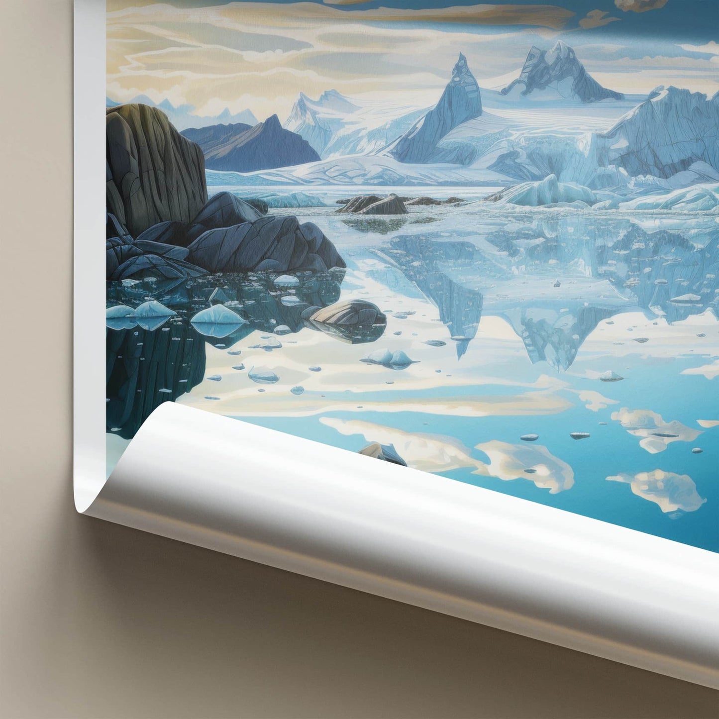 Jokulsarlon Poster - Iceland Travel Art - Glacial Lagoon Icebergs Home Decor