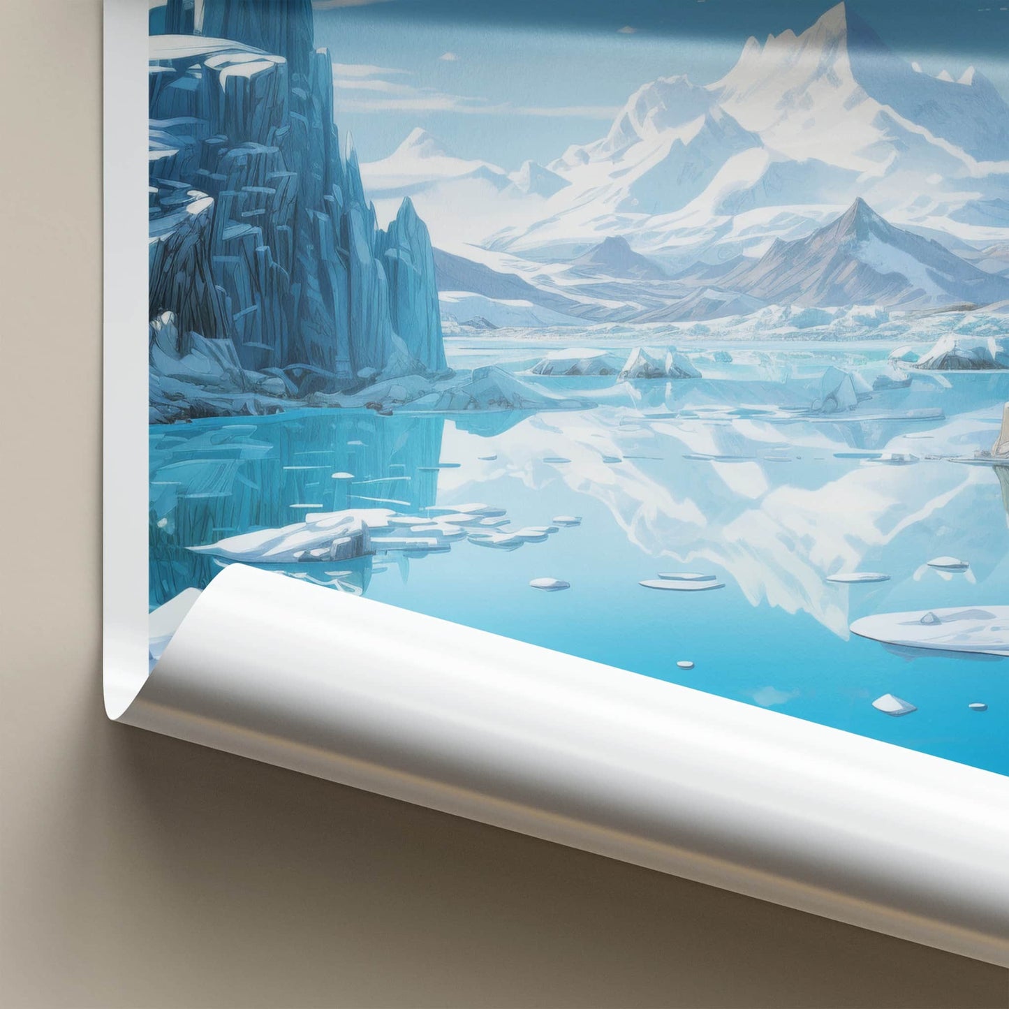 Jokulsarlon Poster - Iceland Travel Art - Glacial lagoon reflections Home Decor