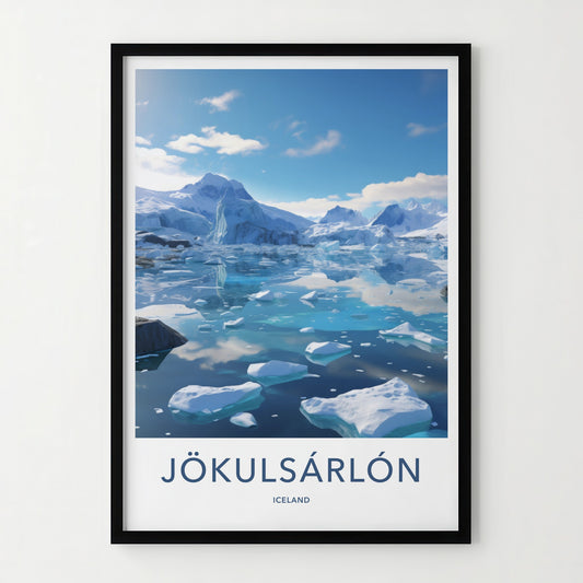 Jokulsarlon Poster - Iceland Travel Print - Floating Blue Icebergs Home Decor
