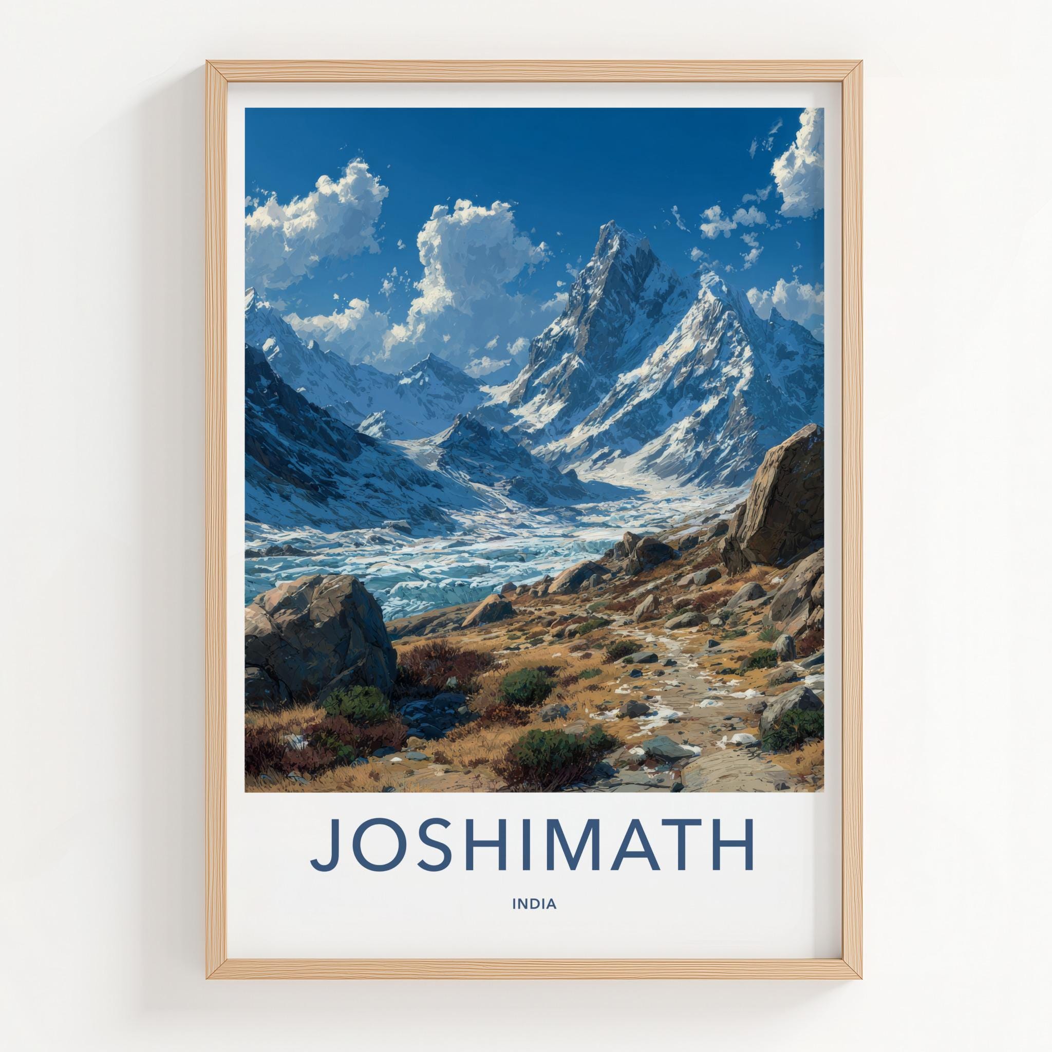 Joshimath Poster - India Art Print - Uttarakhand Icy Mountain Valley Home Decor