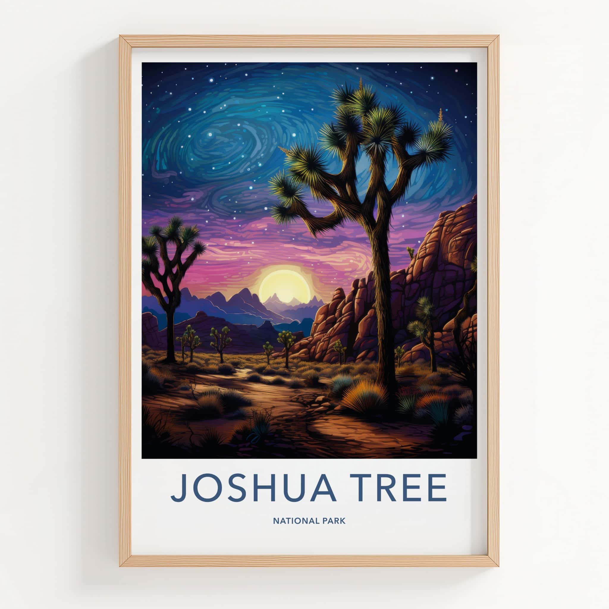 Joshua Tree National Park Poster - California Travel Art - Desert Sunset Sky Home Decor