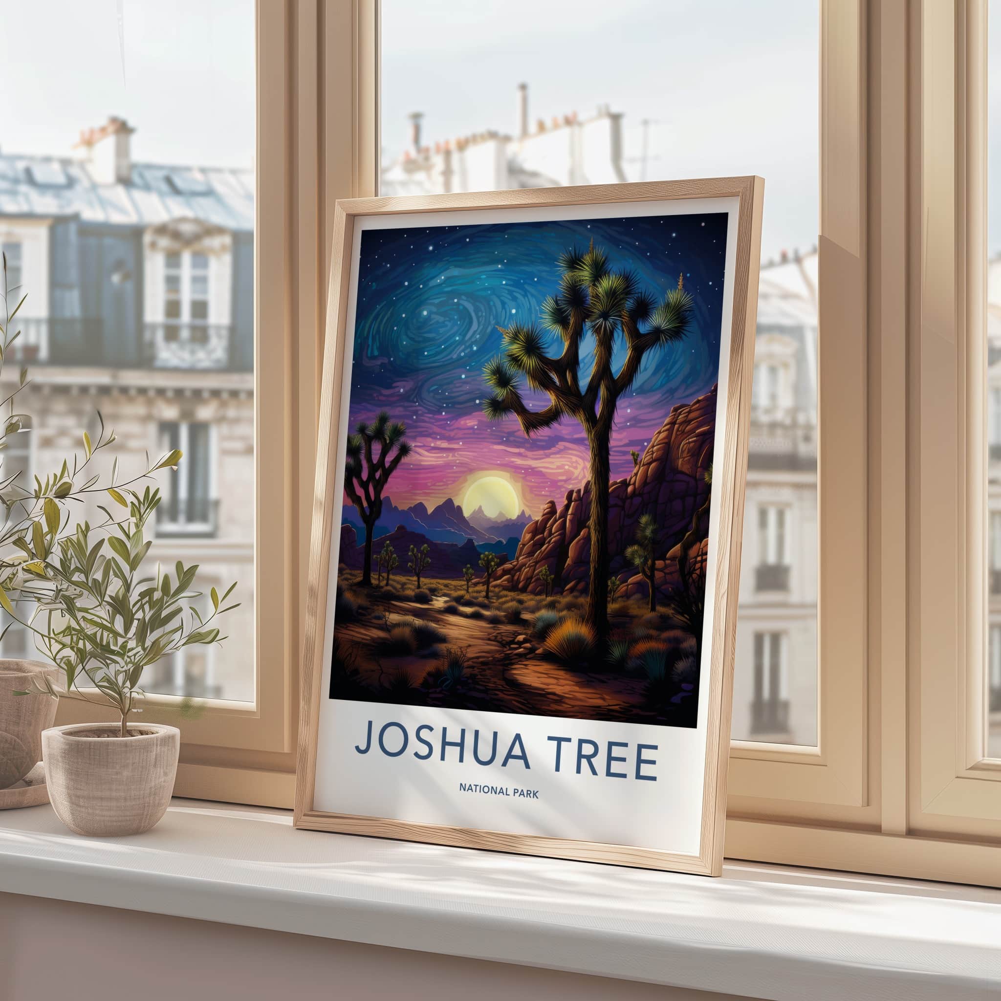Joshua Tree National Park Poster - California Travel Art - Desert Sunset Sky Home Decor