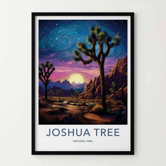 Joshua Tree National Park Poster - California Travel Art - Desert Sunset Sky Home Decor