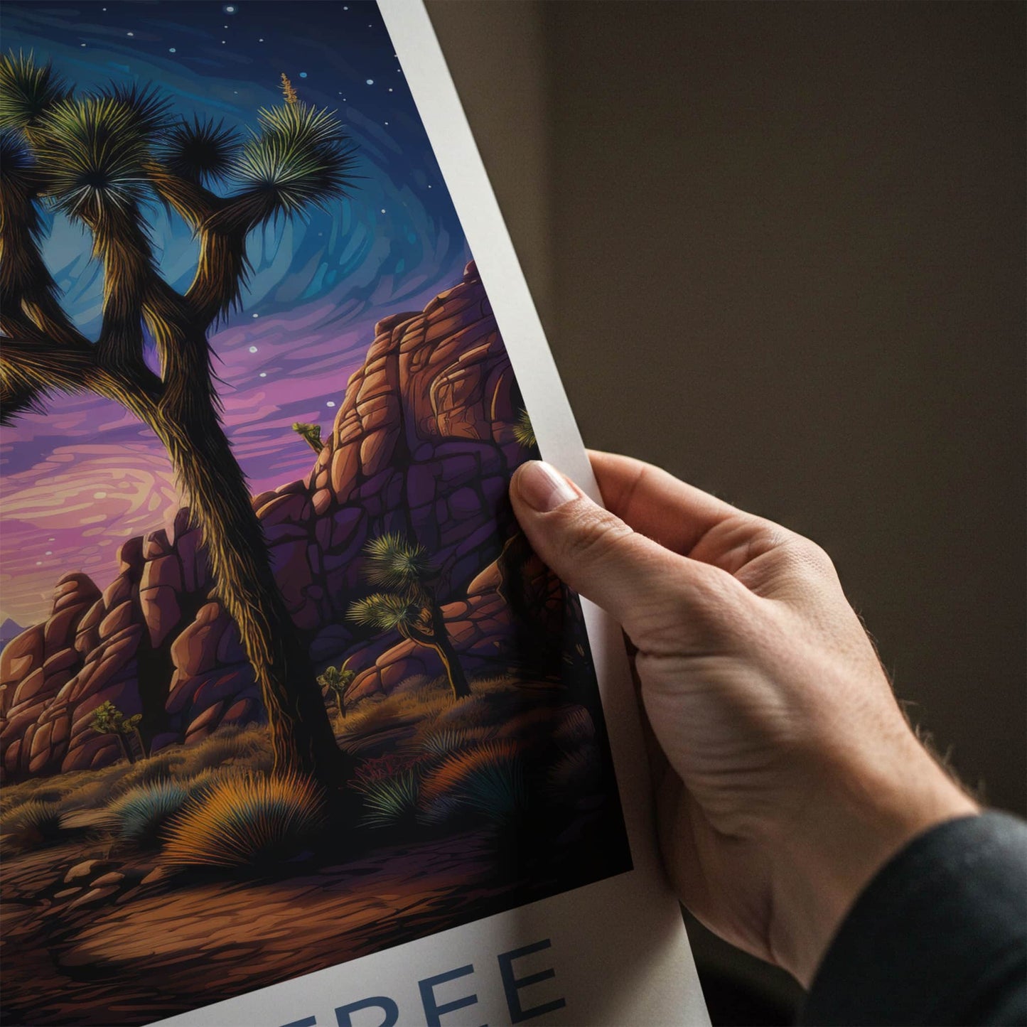 Joshua Tree National Park Poster - California Travel Art - Desert Sunset Sky Home Decor