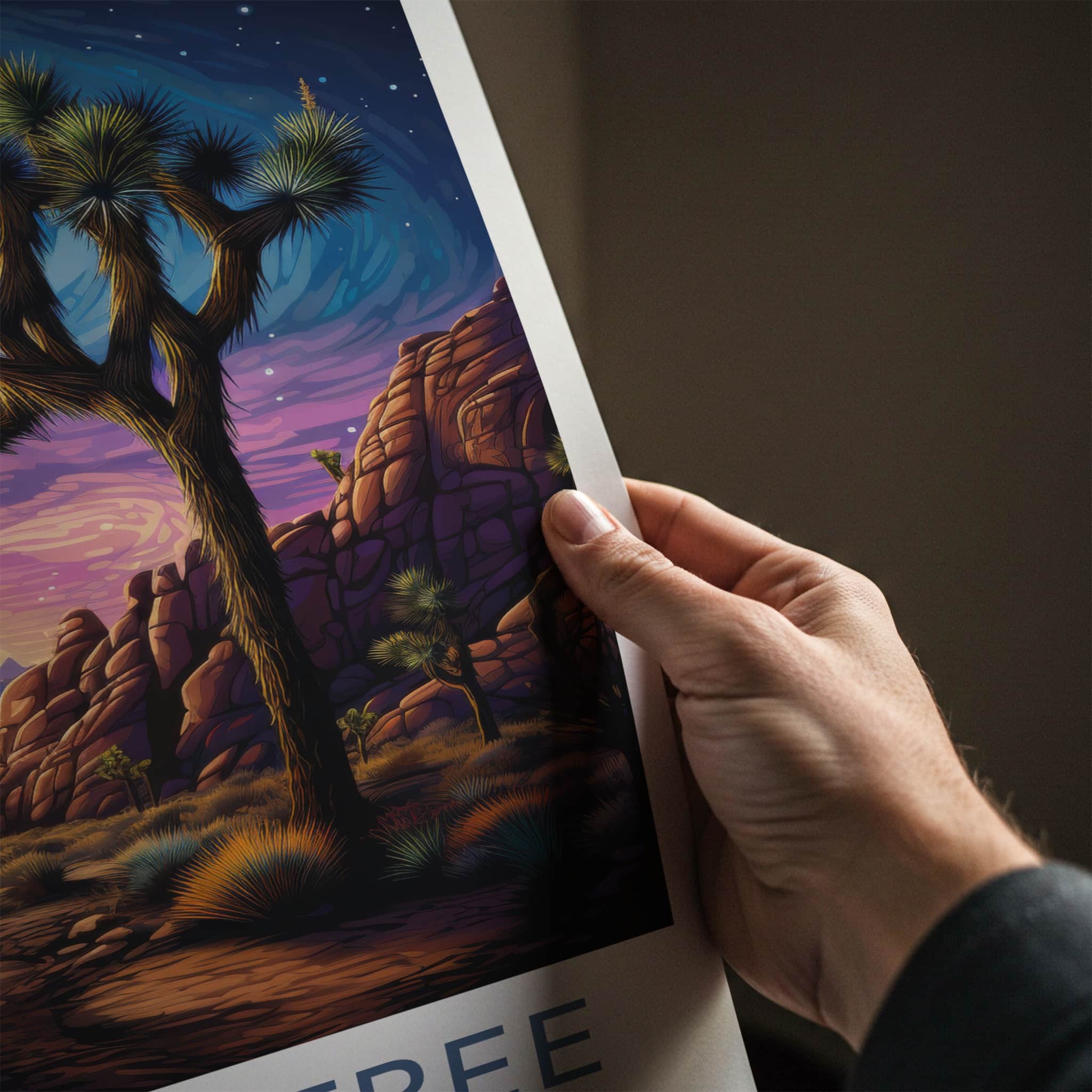 Joshua Tree National Park Poster - California Travel Art - Desert Sunset Sky Home Decor