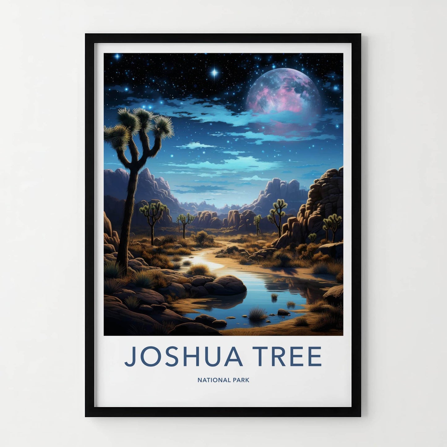 Joshua Tree National Park Poster - California Wall Art - Cosmic Desert Stream Home Decor
