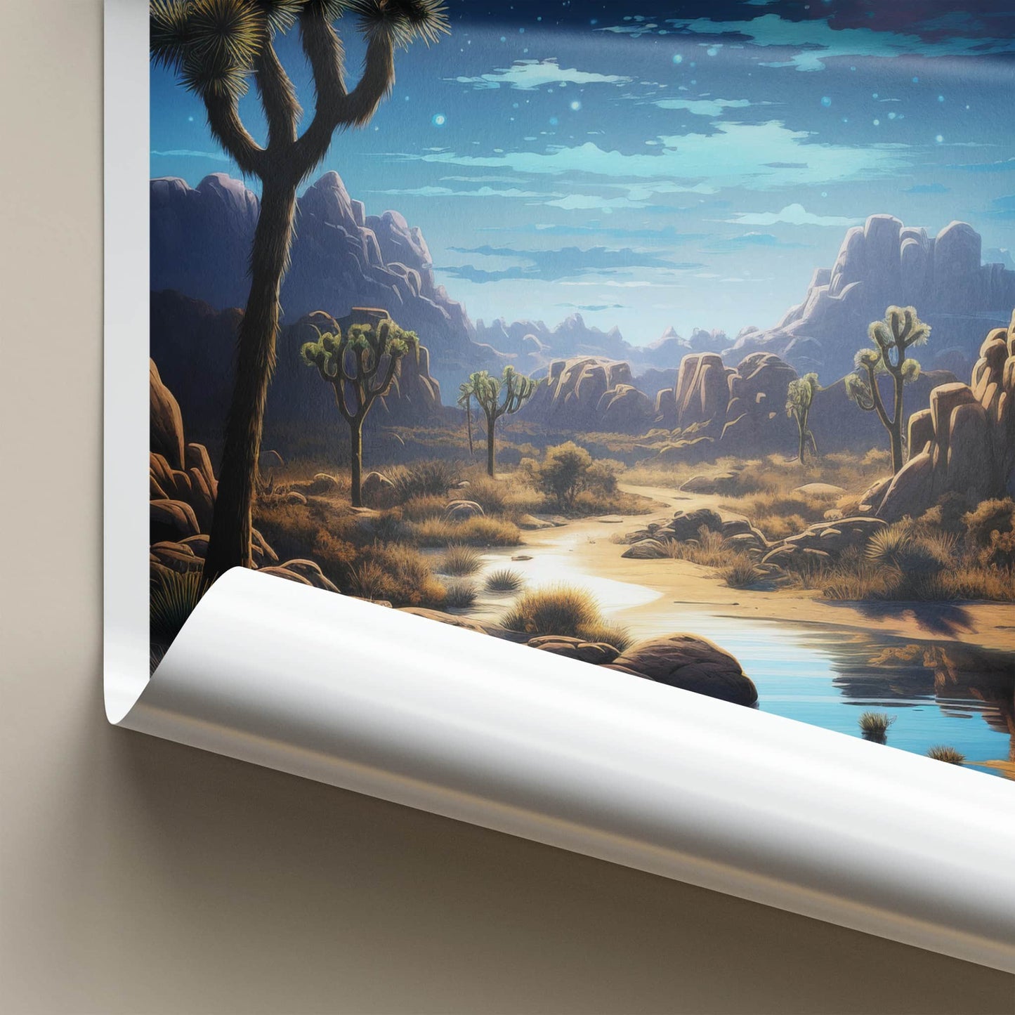 Joshua Tree National Park Poster - California Wall Art - Cosmic Desert Stream Home Decor