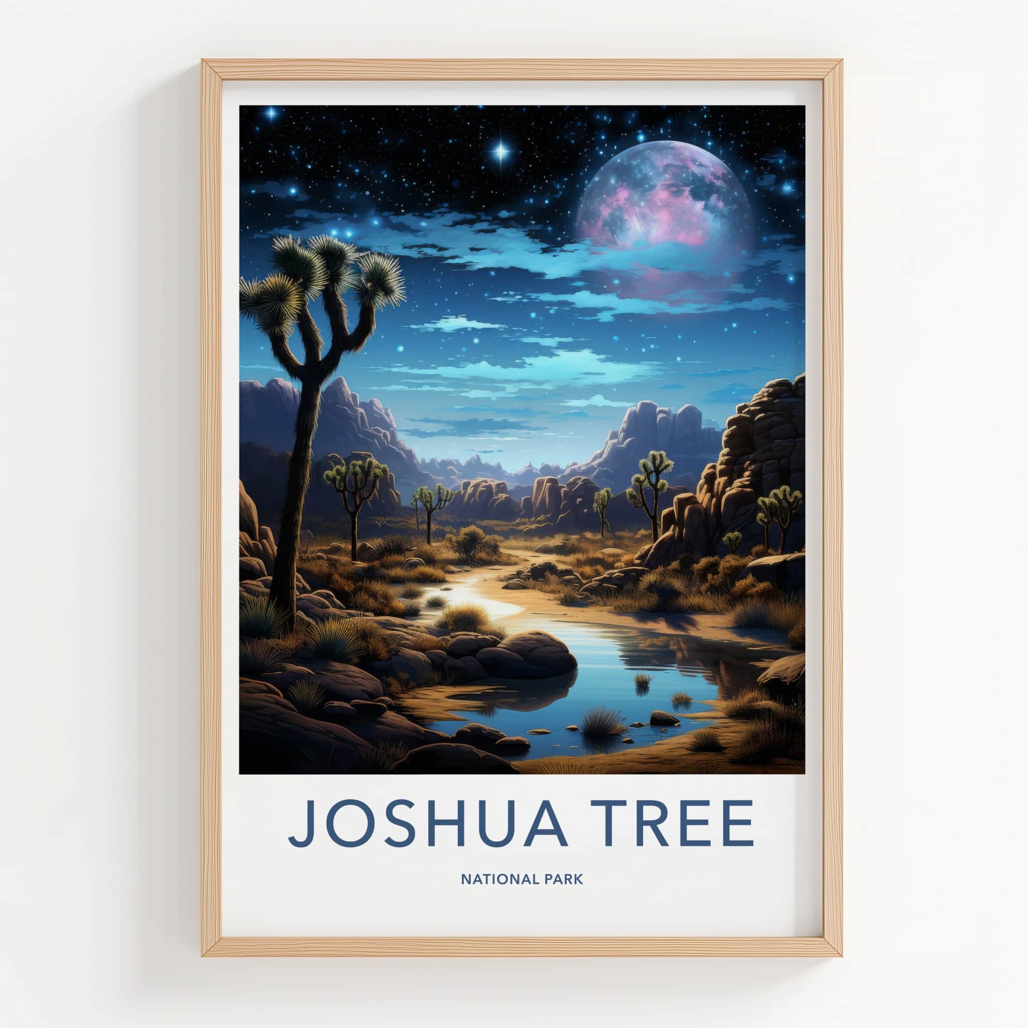 Joshua Tree National Park Poster - California Wall Art - Cosmic Desert Stream Home Decor