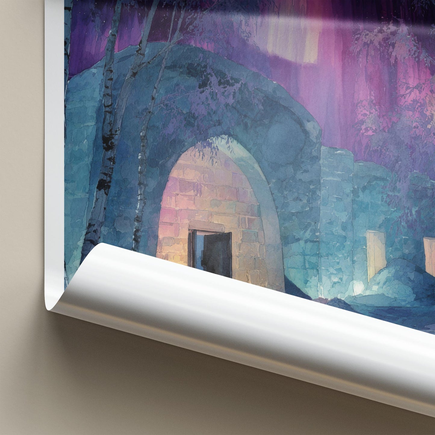 Jukkasjarvi Poster - Sweden Travel Art - Aurora Ice Hotel Home Decor