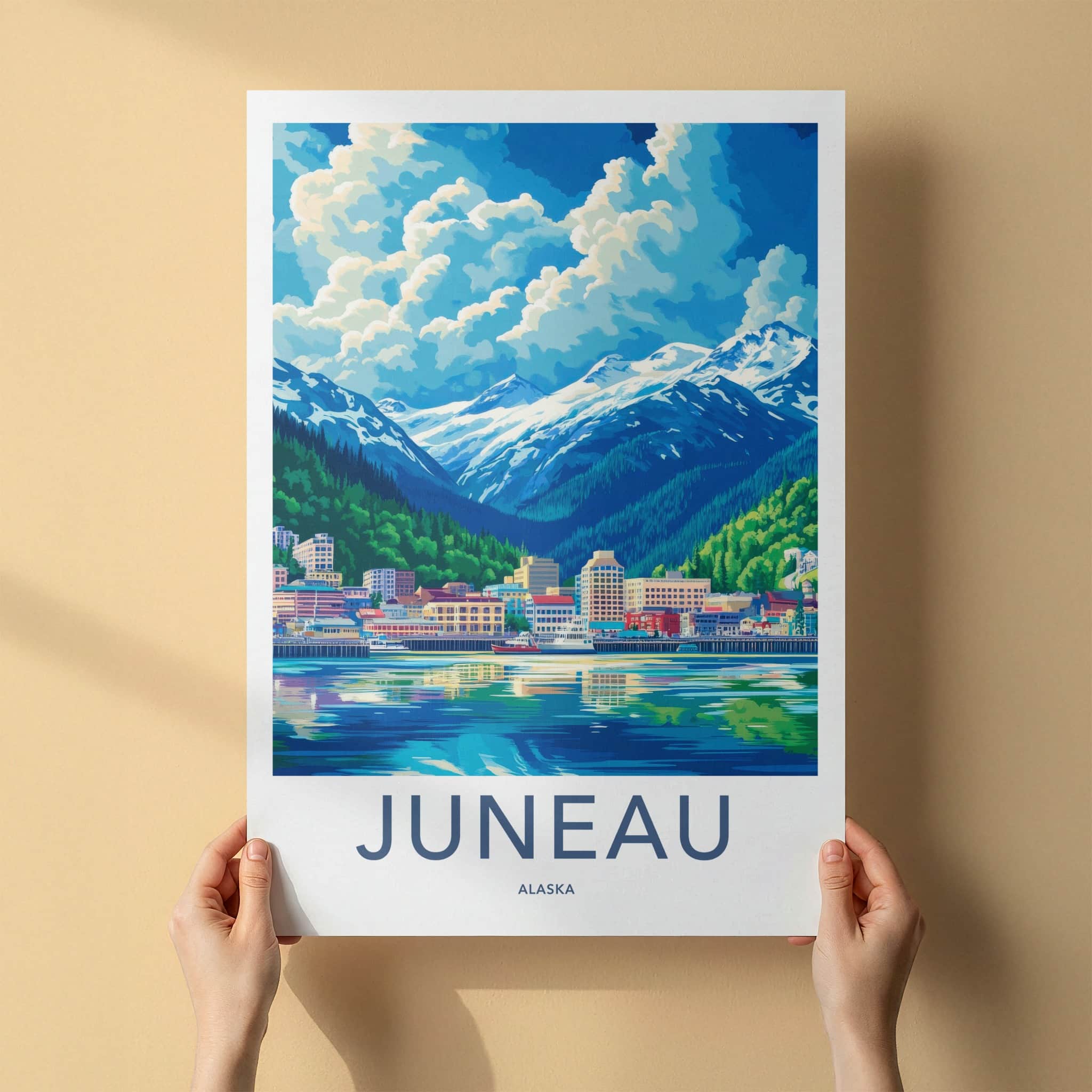 Juneau Poster - Alaska Framed Print - Glacier City Harbor Framed Decor