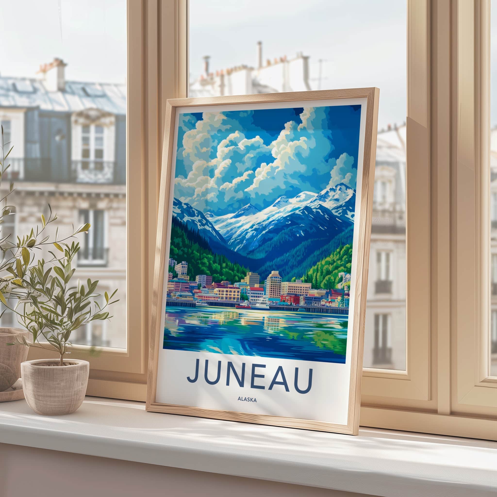 Juneau Poster - Alaska Framed Print - Glacier City Harbor Framed Decor