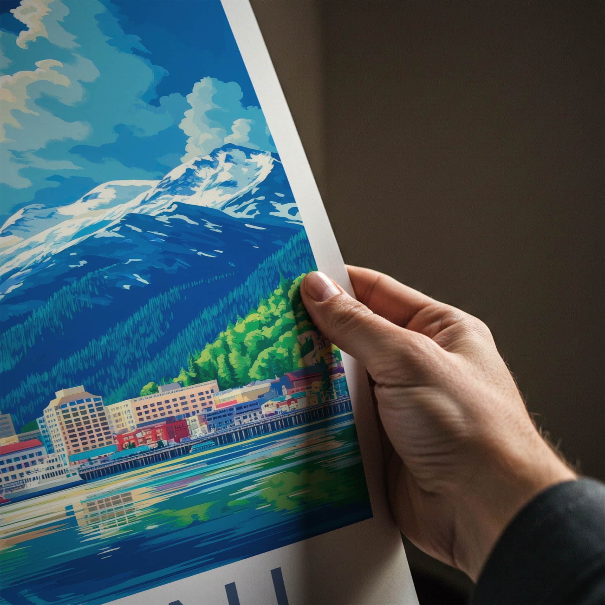 Juneau Poster - Alaska Framed Print - Glacier City Harbor Framed Decor
