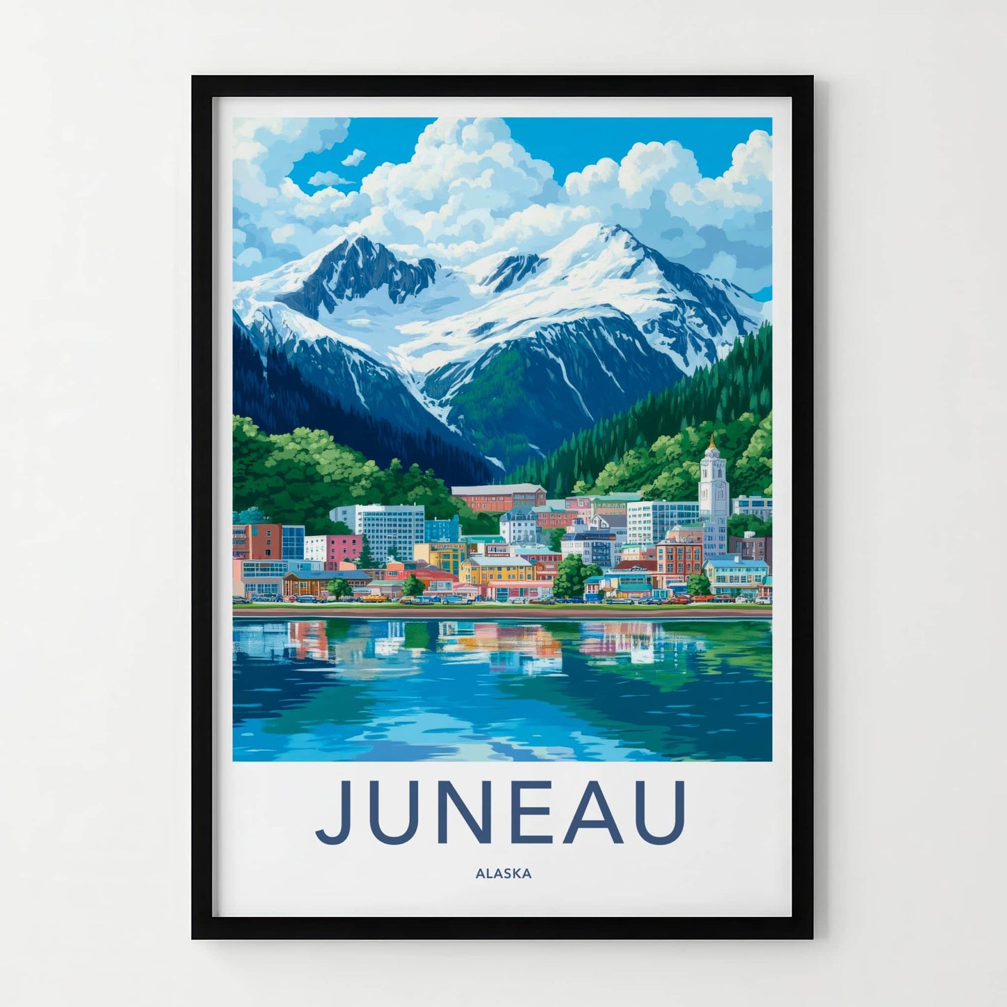 Juneau Poster - Alaska Travel Art - Coastal Mountain City Wall Decor