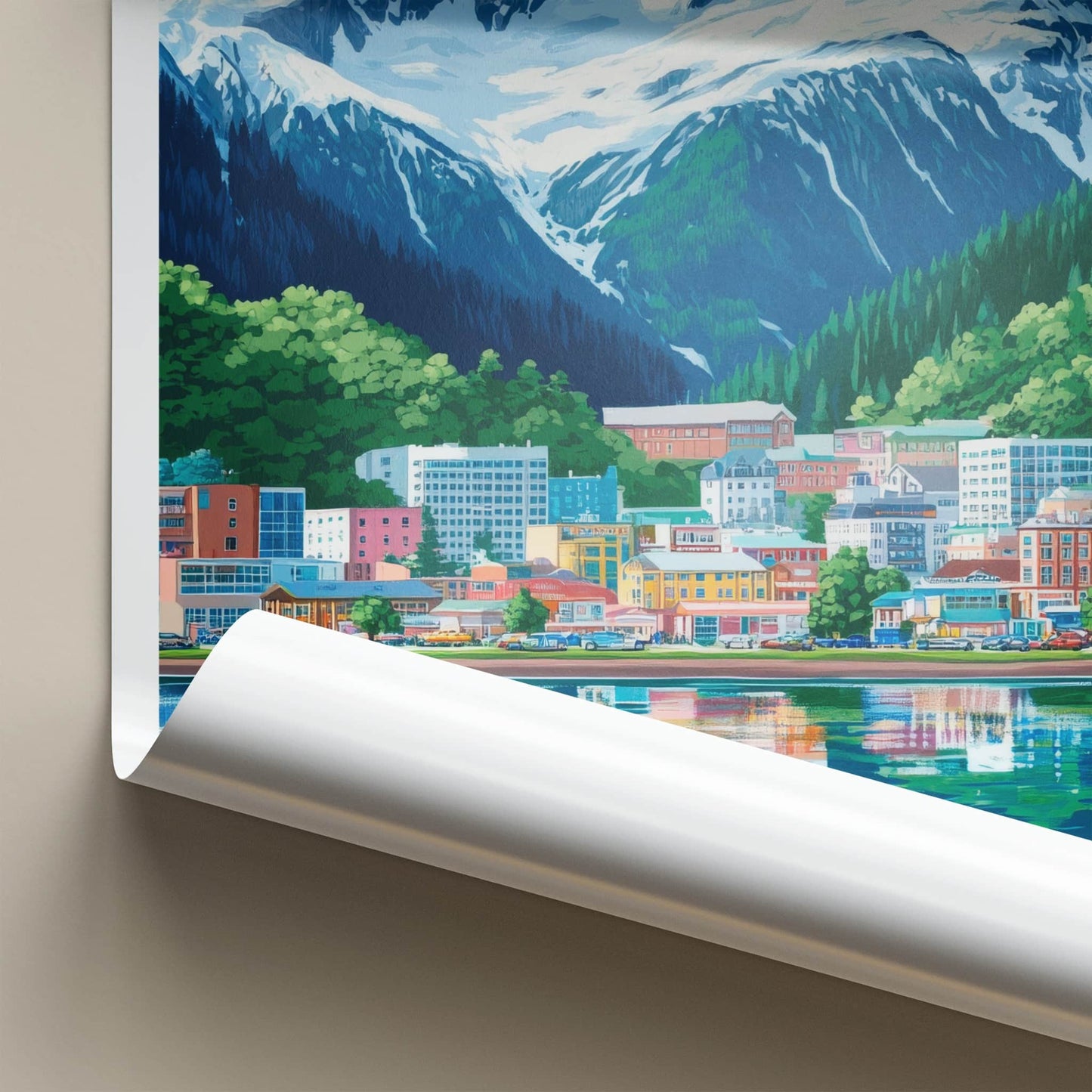 Juneau Poster - Alaska Travel Art - Coastal Mountain City Wall Decor