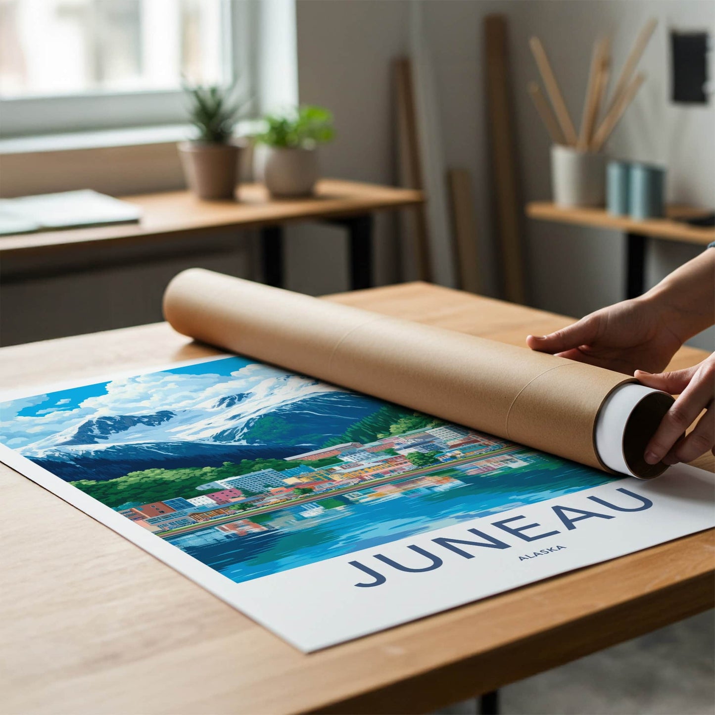 Juneau Poster - Alaska Travel Art - Coastal Mountain City Wall Decor
