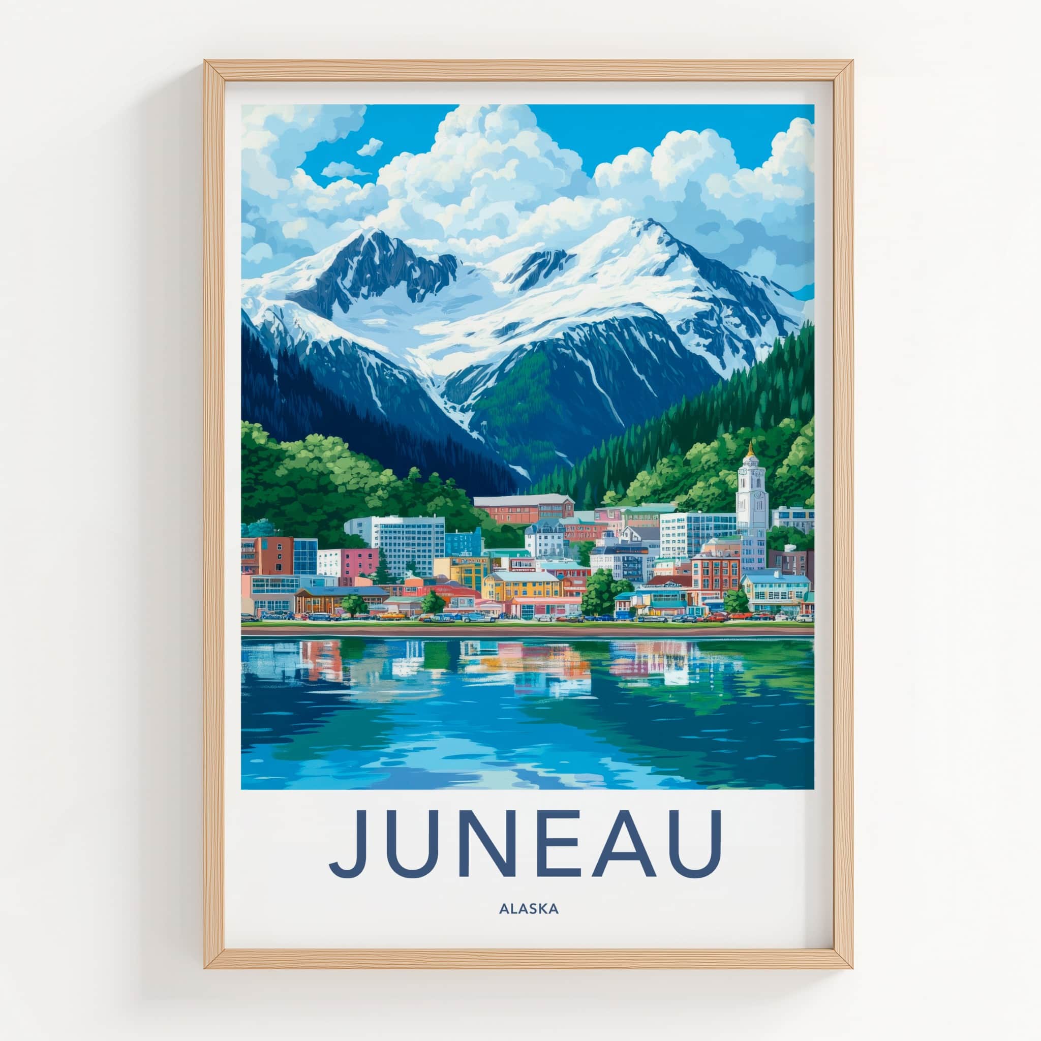Juneau Poster - Alaska Travel Art - Coastal Mountain City Wall Decor