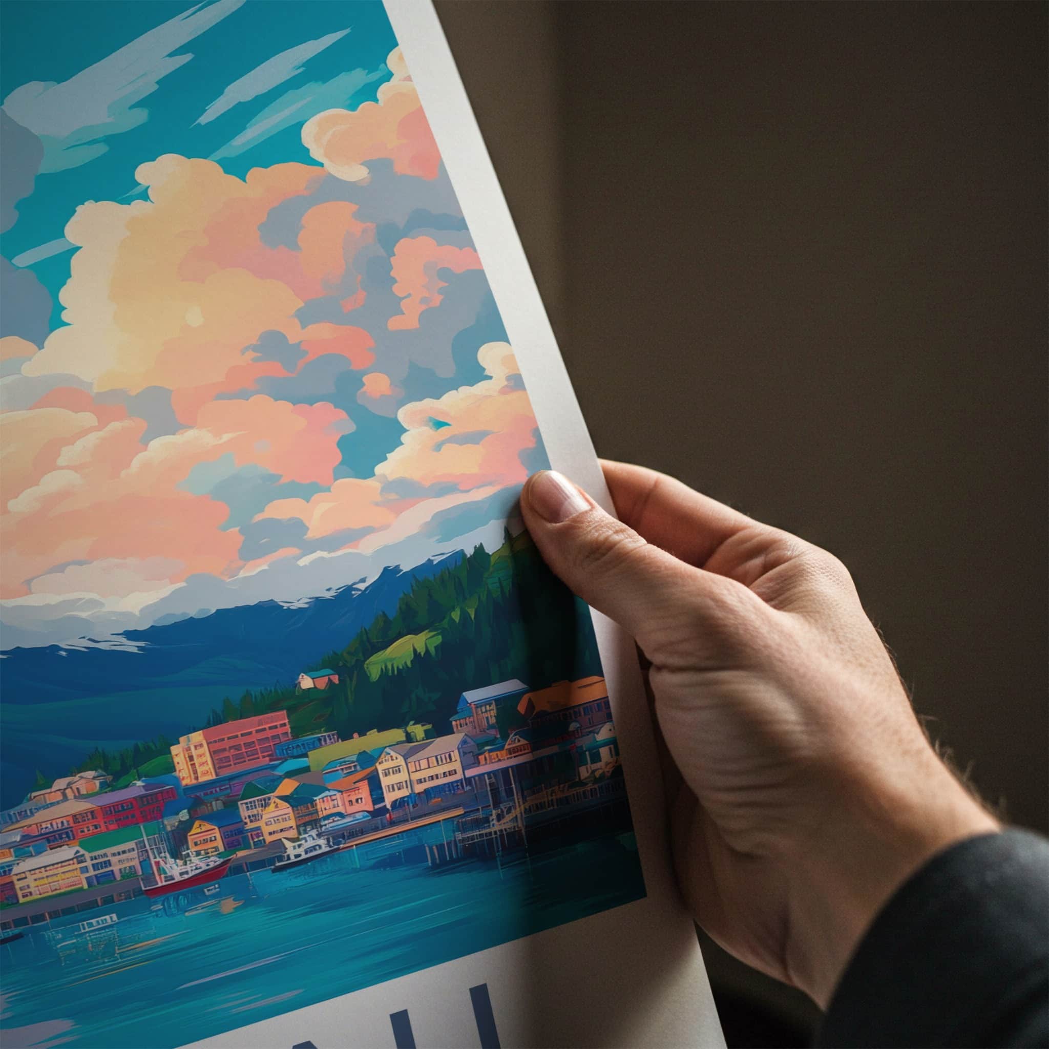 Juneau Poster - Alaska Travel Art - Mountain Harbor View Home Decor