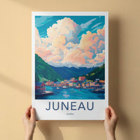 Juneau Poster - Alaska Travel Art - Mountain Harbor View Home Decor