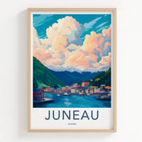Juneau Poster - Alaska Travel Art - Mountain Harbor View Home Decor