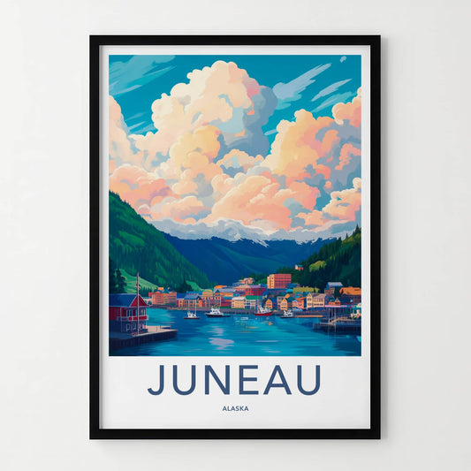 Juneau Poster - Alaska Travel Art - Mountain Harbor View Home Decor