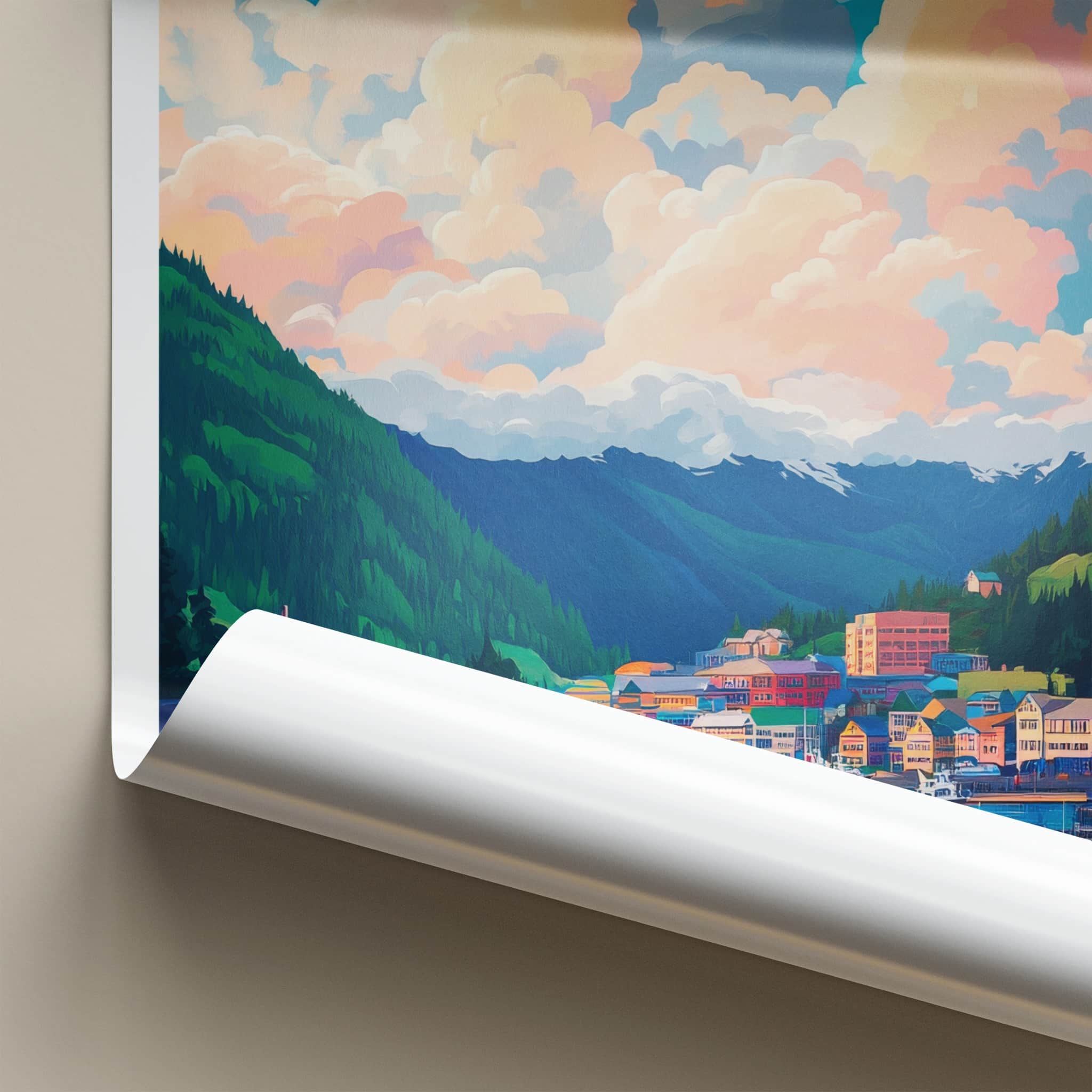 Juneau Poster - Alaska Travel Art - Mountain Harbor View Home Decor