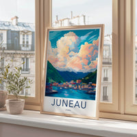 Juneau Poster - Alaska Travel Art - Mountain Harbor View Home Decor