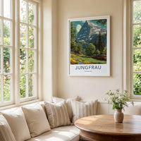 Jungfrau Poster - Switzerland Travel Art - Mountain Train Alpine Home Decor