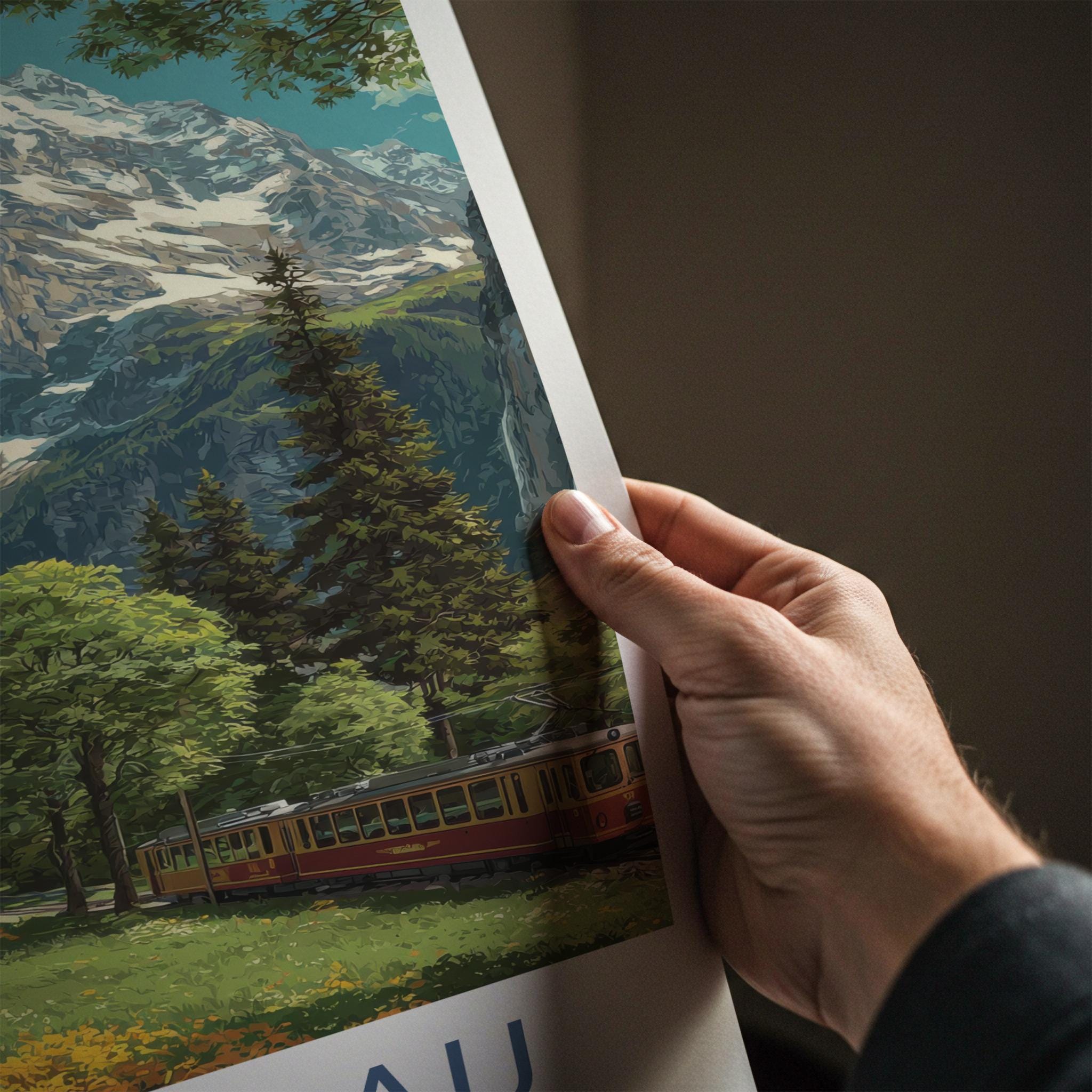 Jungfrau Poster - Switzerland Travel Art - Mountain Train Alpine Home Decor