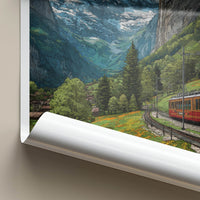 Jungfrau Poster - Switzerland Travel Art - Mountain Train Valley Wall Art
