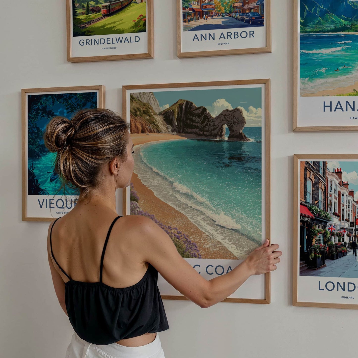 Jurassic Coast Poster - England Travel Art - Natural Arch Seascape Home Decor