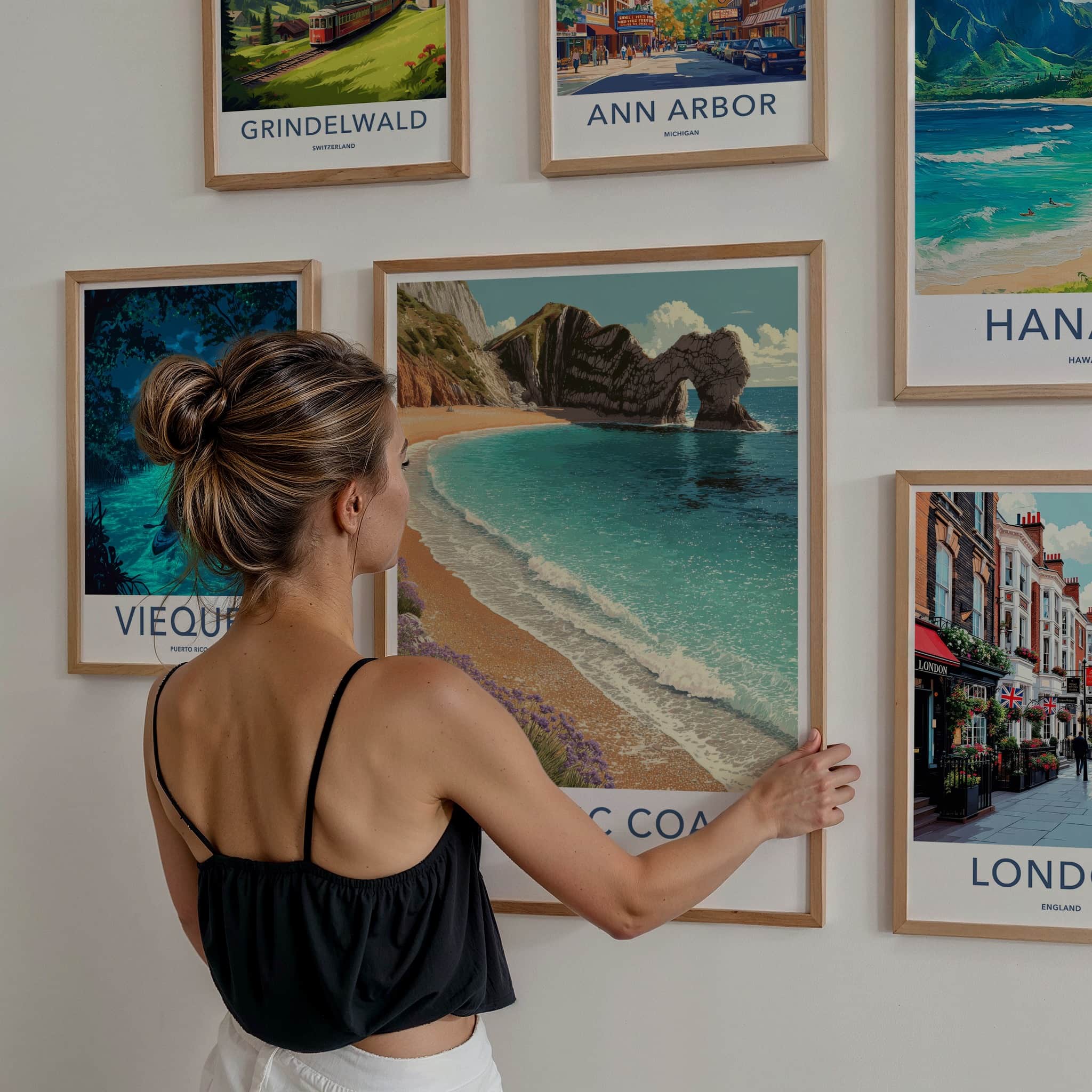 Jurassic Coast Poster - England Travel Art - Natural Arch Seascape Home Decor