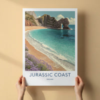 Jurassic Coast Poster - England Travel Art - Natural Arch Seascape Home Decor