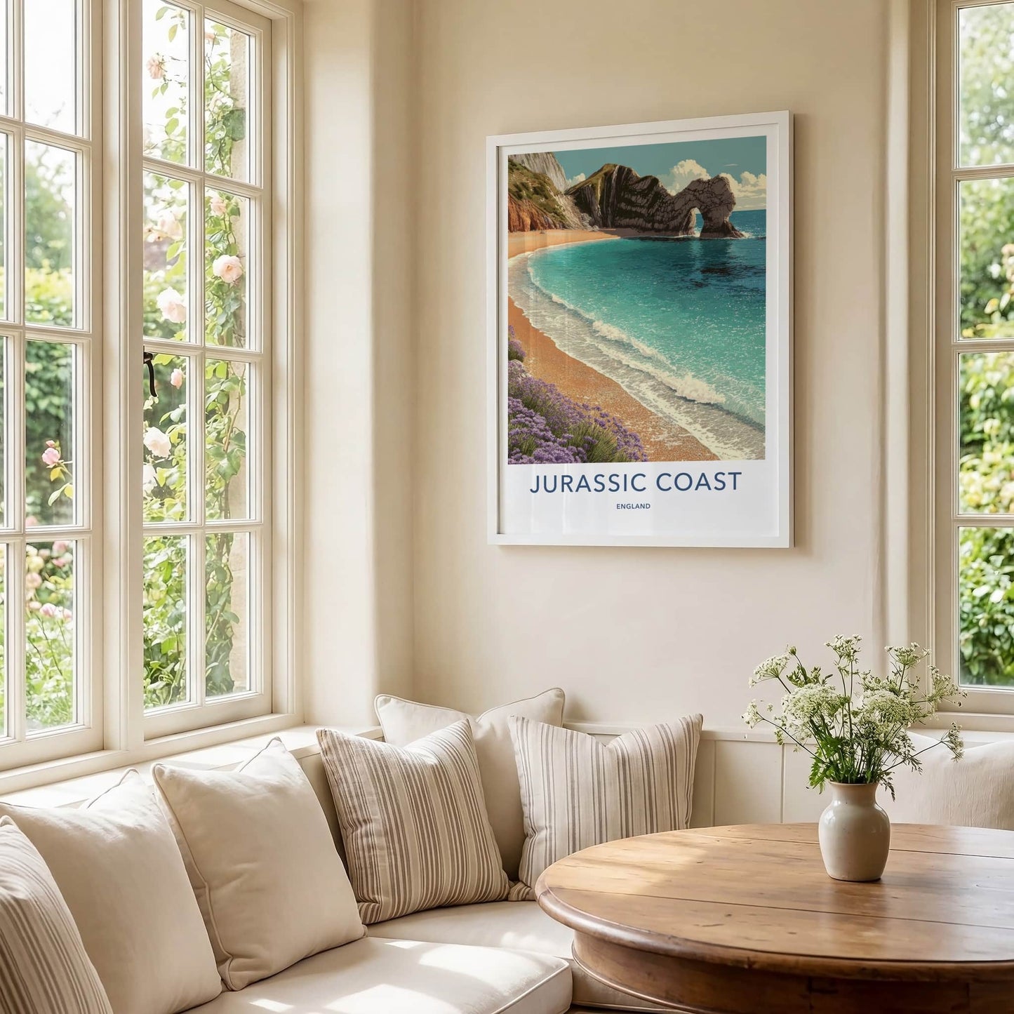Jurassic Coast Poster - England Travel Art - Natural Arch Seascape Home Decor