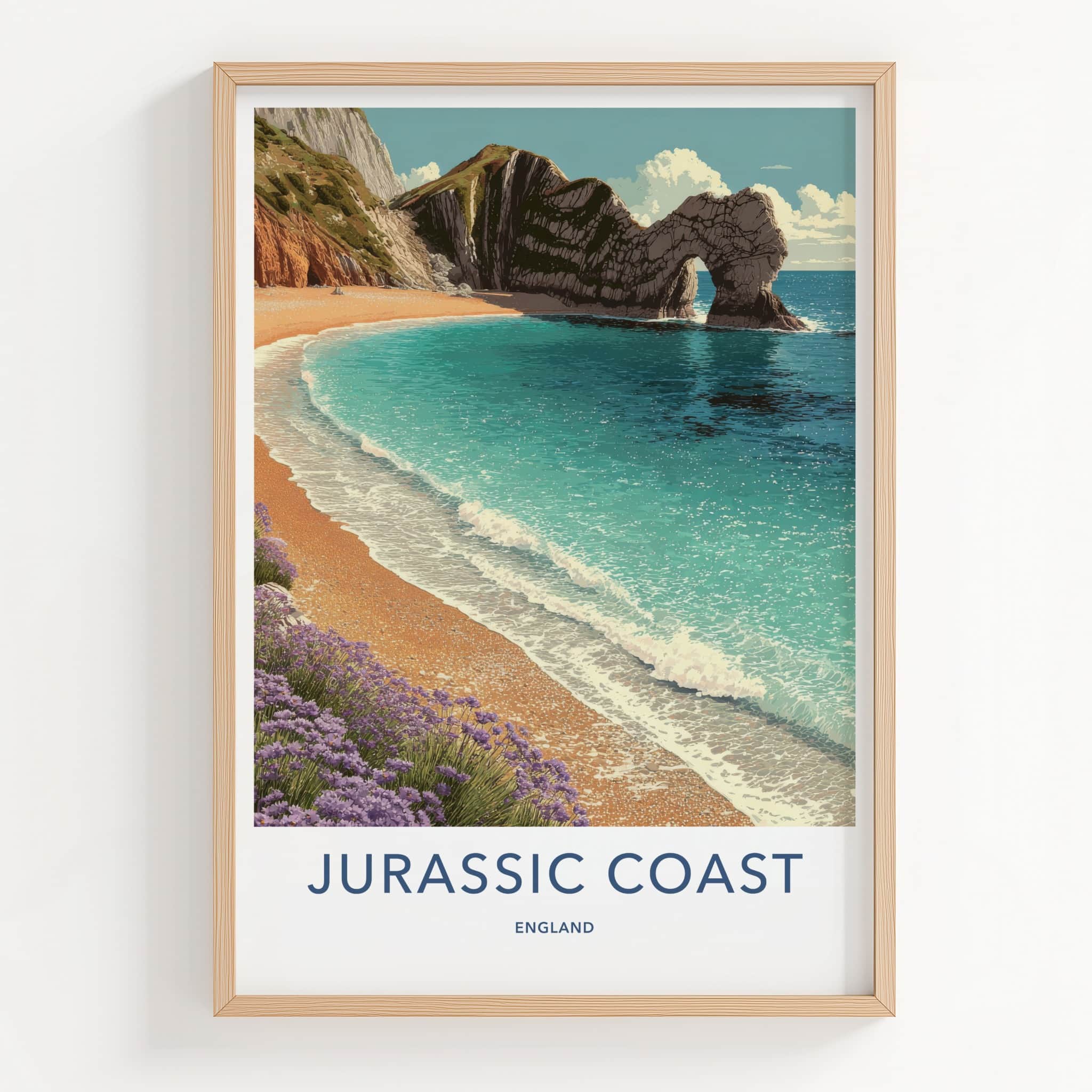 Jurassic Coast Poster - England Travel Art - Natural Arch Seascape Home Decor