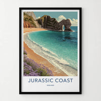Jurassic Coast Poster - England Travel Art - Natural Arch Seascape Home Decor