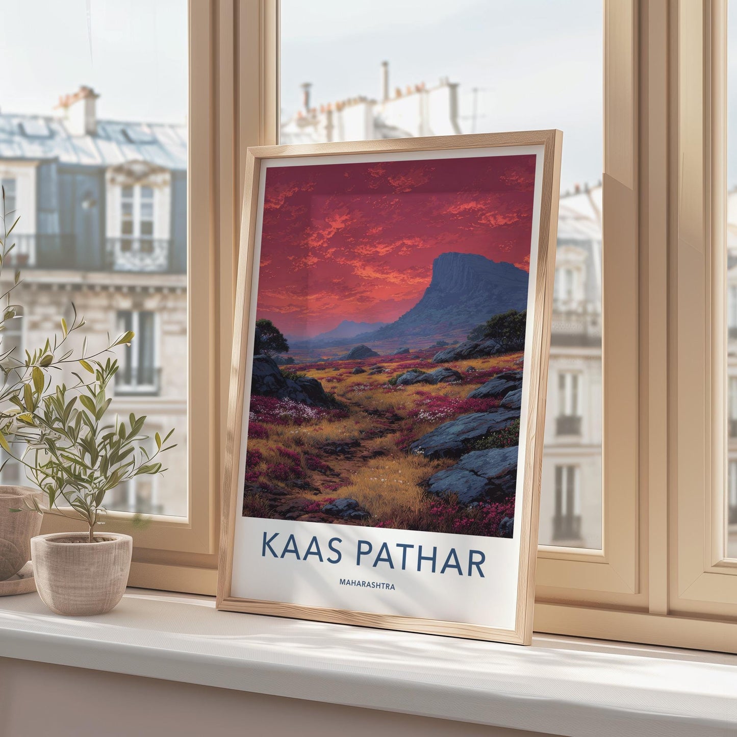 Kaas Pathar Poster - India Art Print - Maharashtra Flowery Plateau Sunset Wall Decor